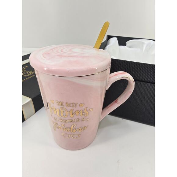 Present of Star Mug Gift Set Grandma & Grandpa Ceramic Cups with Spoons - Picture 3 of 6